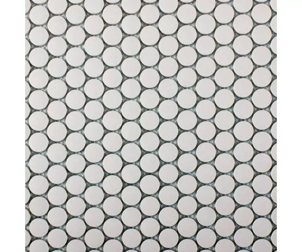 PENNY ROUND 3/4-inch White textured matte porcelain mosaic wall / floor tile