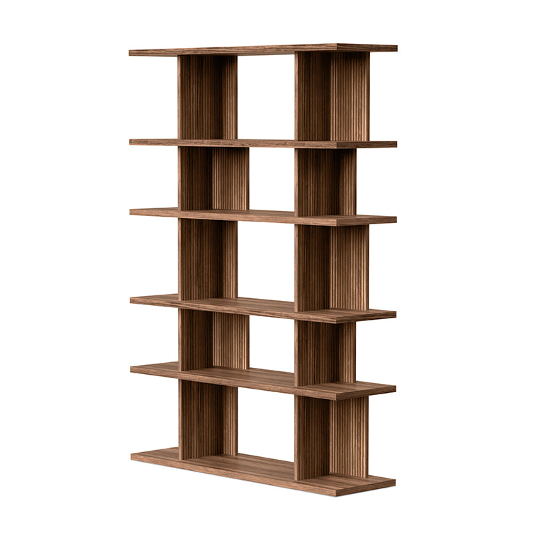 Gus* Modern ALBION Natural Walnut 6-tier shelving unit
