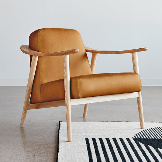 Gus* Modern BALTIC Tucson Sienna leather chair with Natural Ash frame