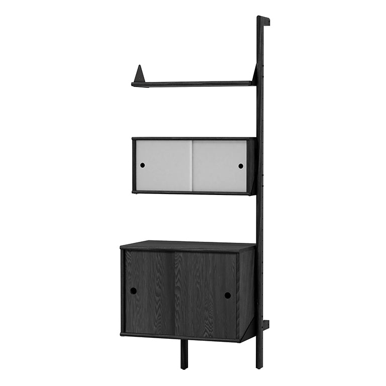 Gus* Modern BRANCH Black Ash with Black multi storage unit add-on