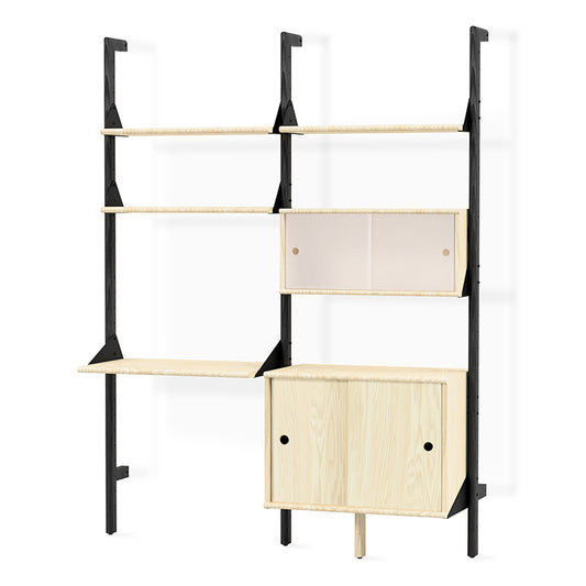 Gus* Modern BRANCH-2 Black / Blonde Ash with Black multi storage unit with desk