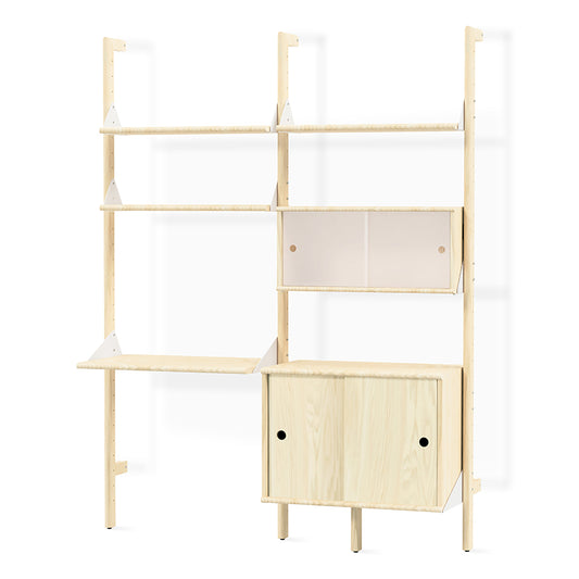 Gus* Modern BRANCH-2 Blonde Ash with White multi storage unit with desk