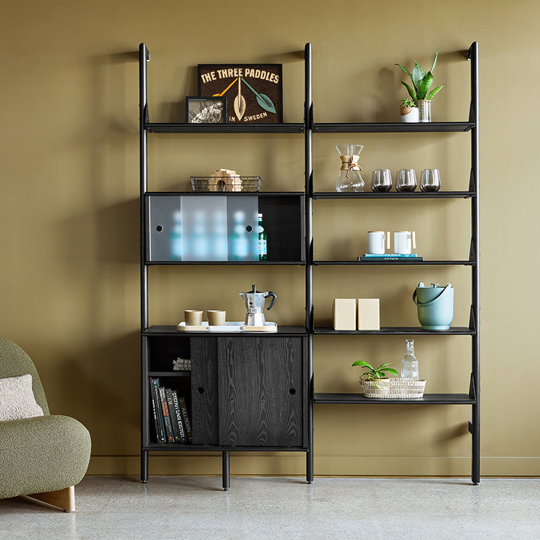 Gus* Modern BRANCH-2 Blonde Ash with White multi storage unit with shelves
