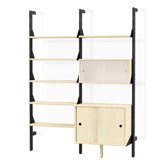 Gus* Modern BRANCH-2 Black / Blonde Ash with Black multi storage unit with shelves