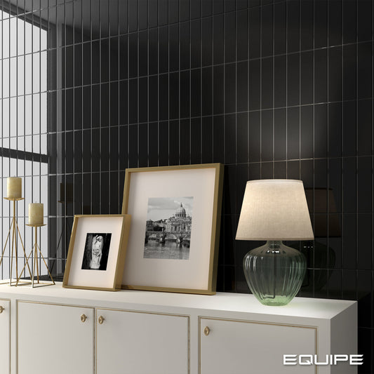 COSTA NOVA Black 2 x 8 glossy wall tile