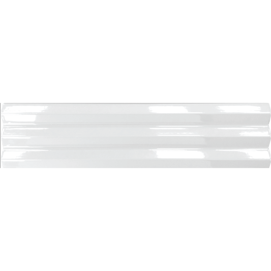 ACANTO White 4 x 16 v-ribbed glossy wall tile