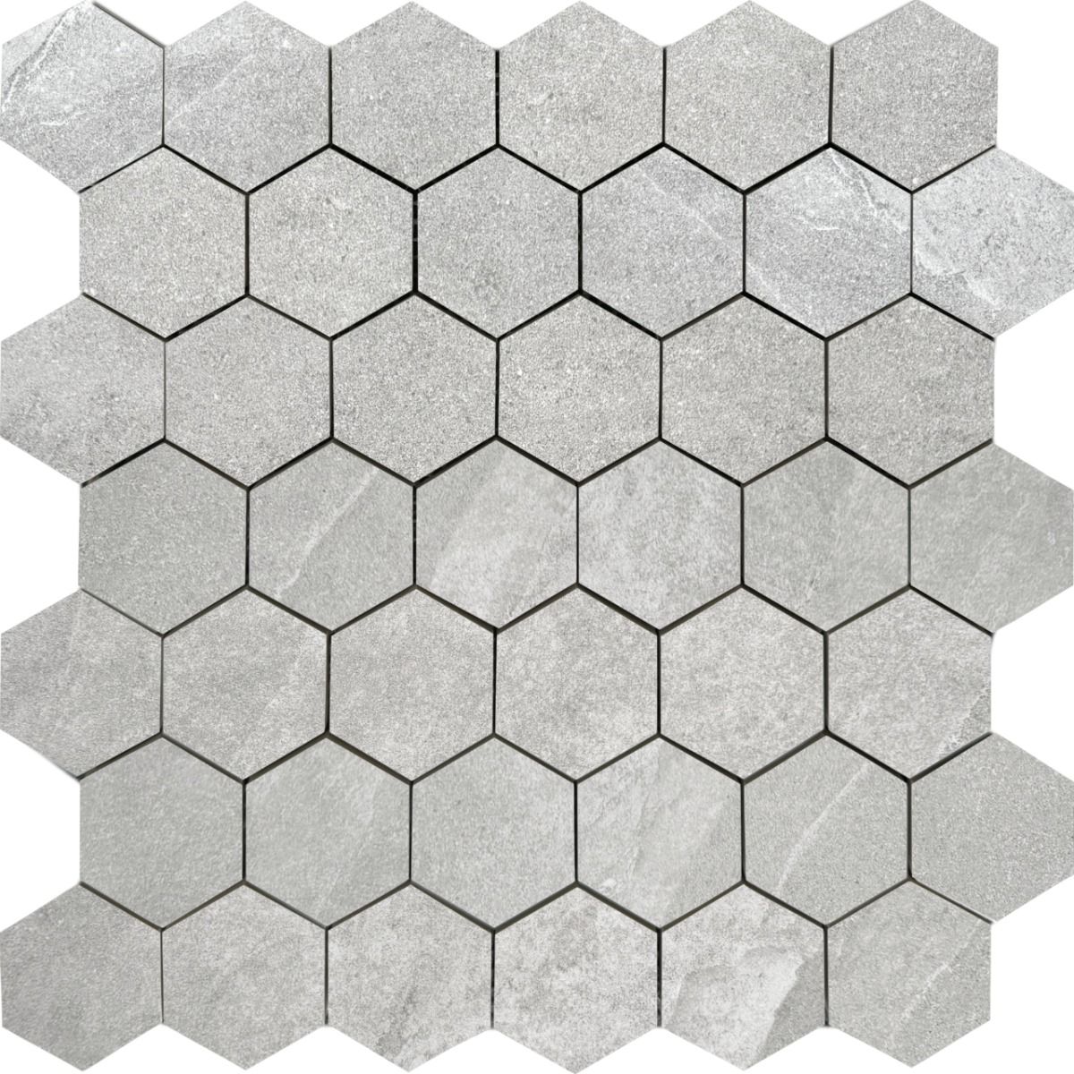 ASHIMA Grey 2-inch hexagon mosaic matte wall / floor tile