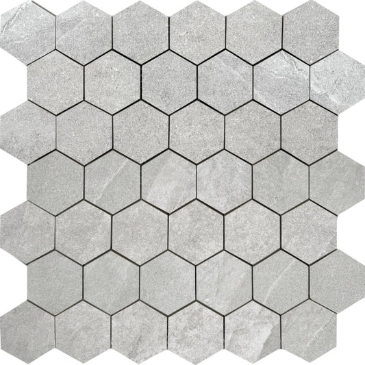ASHIMA Grey 2-inch hexagon mosaic matte wall / floor tile