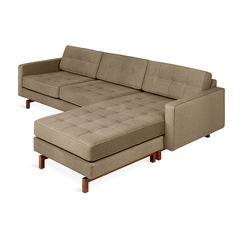 Gus* Modern JANE 2 Merino Mocha bi-sectional with Walnut base