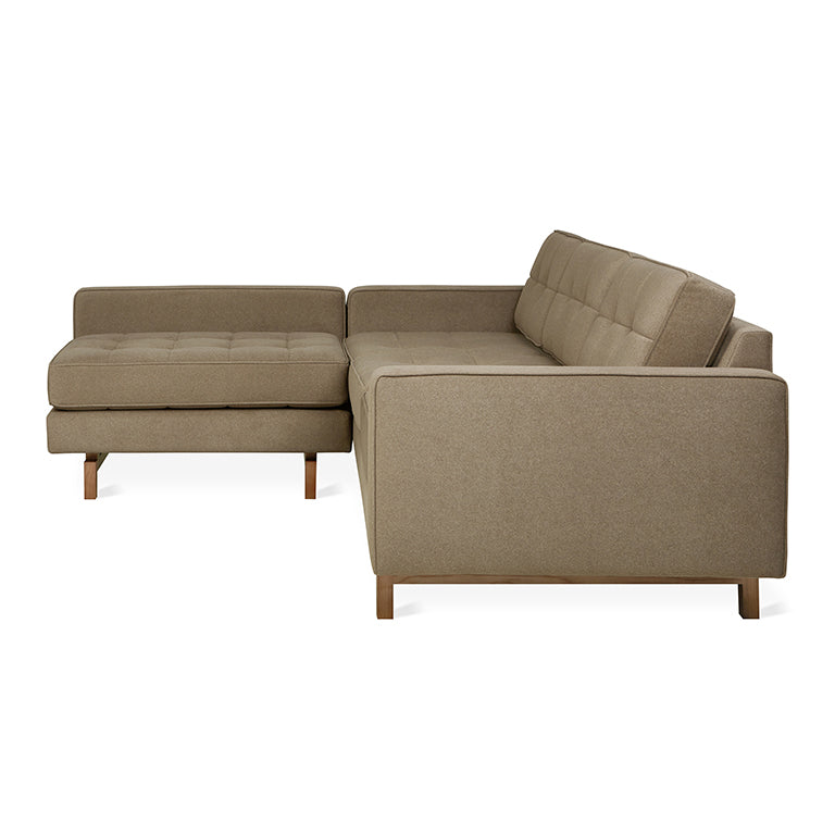 Gus* Modern JANE 2 Merino Mocha loft bi-sectional with Walnut base