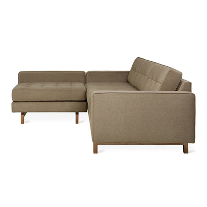 Gus* Modern JANE 2 Merino Mocha loft bi-sectional with Walnut base