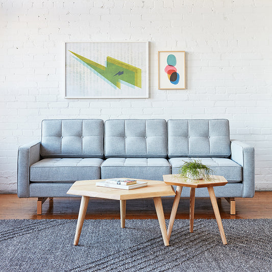 Gus* Modern JANE 2 Bayview Silver sofa with Natural Ash base
