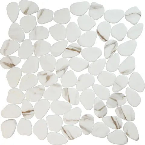 MARBLE PEBBLES Calacatta mosaic pebble floor / wall tile