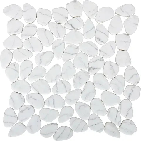 MARBLE PEBBLES Carrara mosaic pebble floor / wall tile