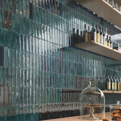 BREAKWATER Lagoon 2 x 9 glossy wall tile