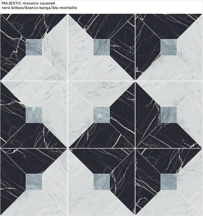 MAJESTIC Nero Bianco Blue mosaic marble style matte wall / floor tile