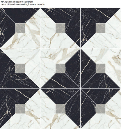 MAJESTIC Nero Oro Cenere mosaic marble style matte wall / floor tile