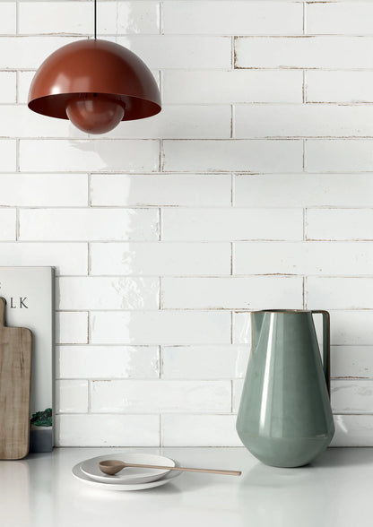 MATISSE Bianco 2-1/2 x 10 zellige style glossy wall tile