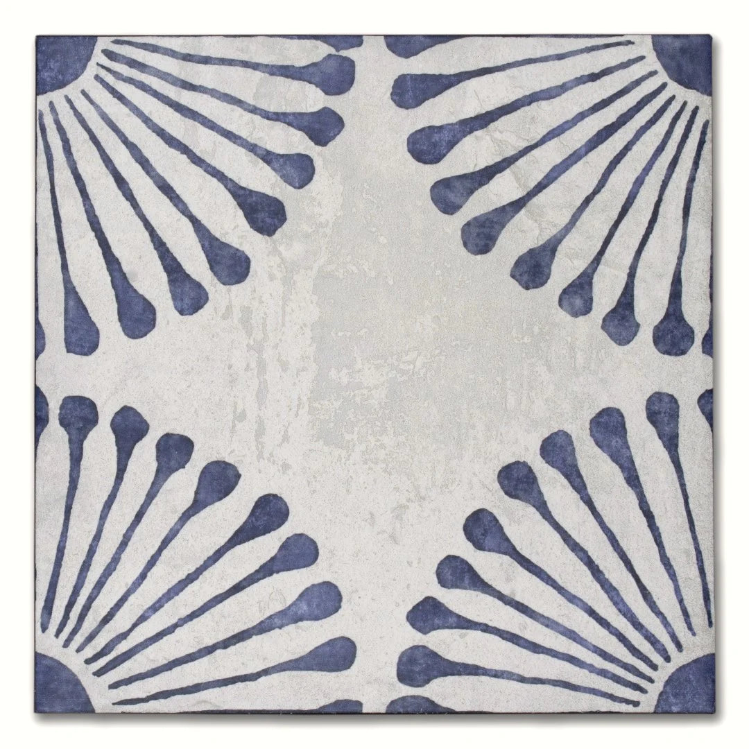 MIRAMAR Blue 8 x 8 painted style matte wall / floor tile