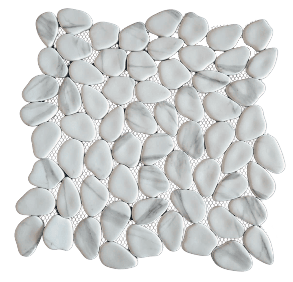 PEBBLES White mosaic pebble floor / wall tile