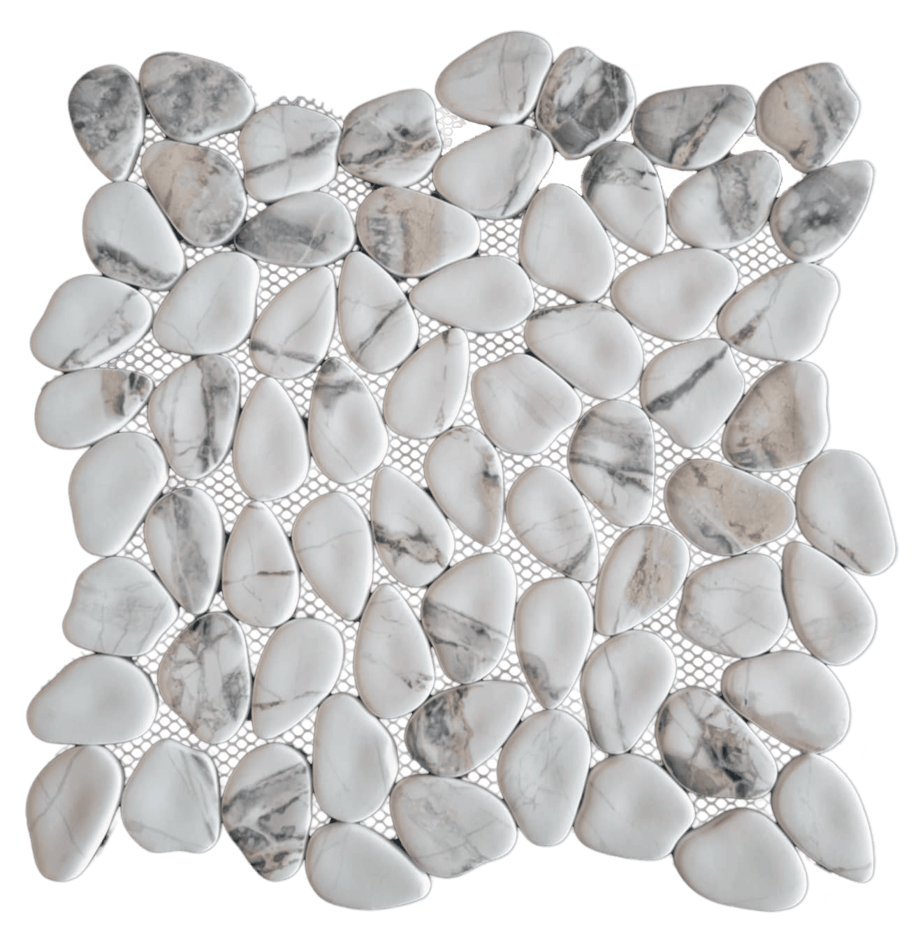 PEBBLES White / Grey mosaic pebble floor / wall tile
