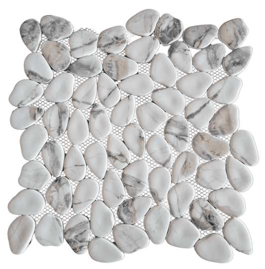 PEBBLES White / Grey mosaic pebble floor / wall tile