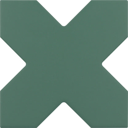 PORTO Pickle Green 5 x 5 "cross" and / or 6.5 x 6.5 "star" porcelain matte wall / floor tile