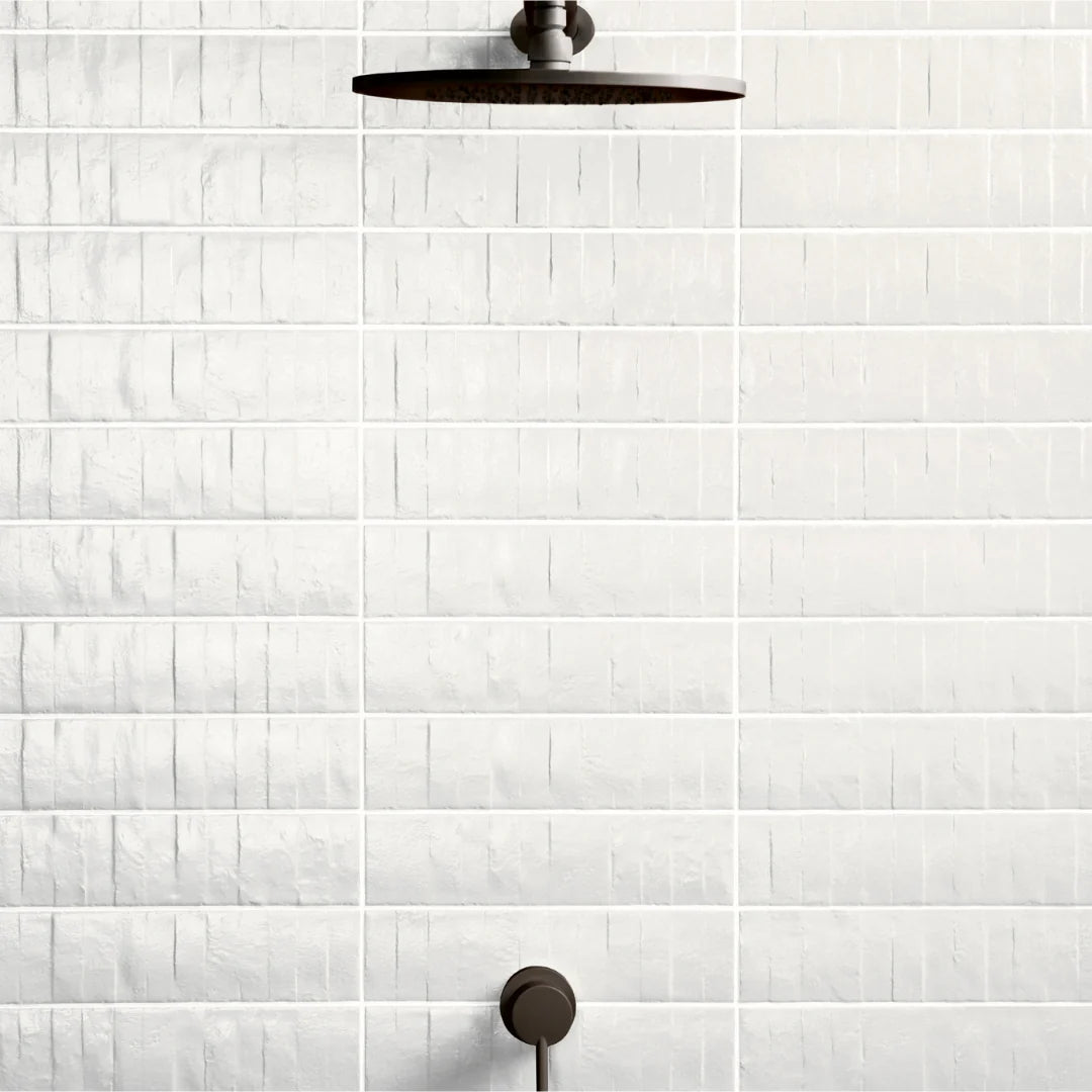RHYTHM White 3 x 12 matte wall tile