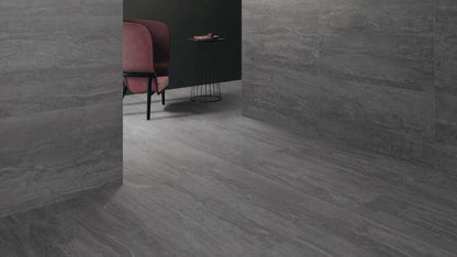 ROMA TRAVERTINE Dark Grey 24 x 24 stone effect matte wall / floor tile
