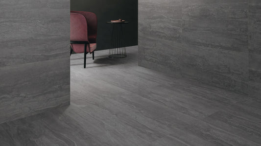 ROMA TRAVERTINE Dark Grey 24 x 24 stone effect matte wall / floor tile