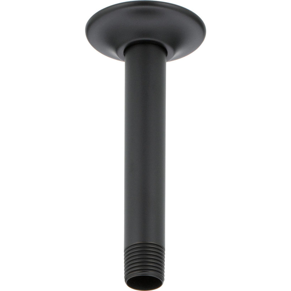 DELTA matte black shower arm & flange - 6" ceiling mount