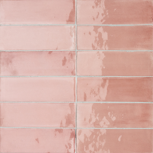 TBRICK Pink Panther 2 x 6.5 zellige style glossy wall tile