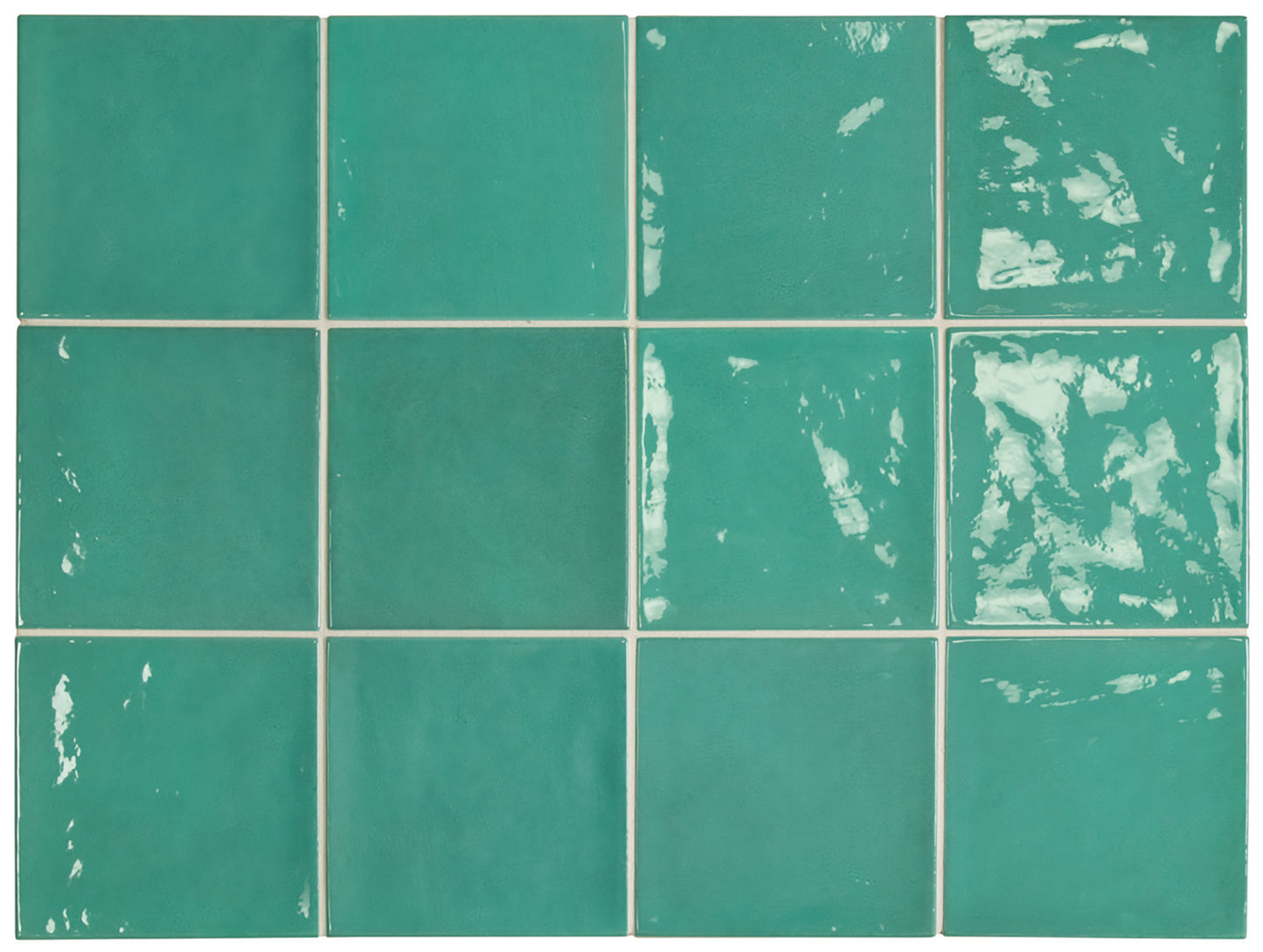 VILLAGE Teal 5 x 5 zellige style glossy wall tile