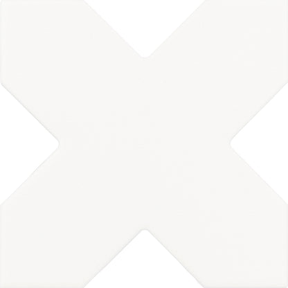 PORTO White 5 x 5 "cross" and / or 6.5 x 6.5 "star" porcelain matte wall / floor tile