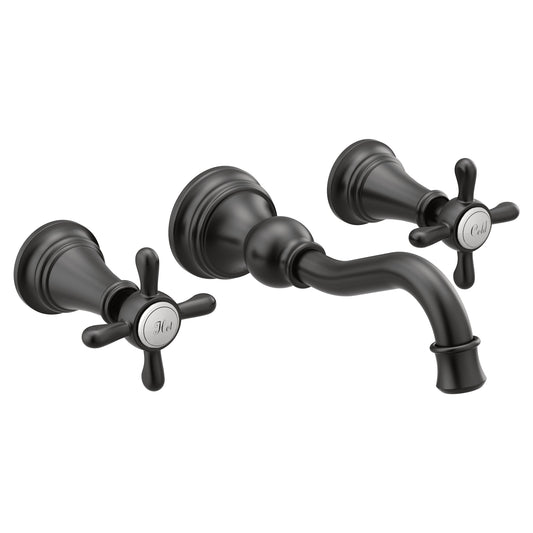 Moen TS42112BL | black WEYMOUTH wall mount vanity faucet