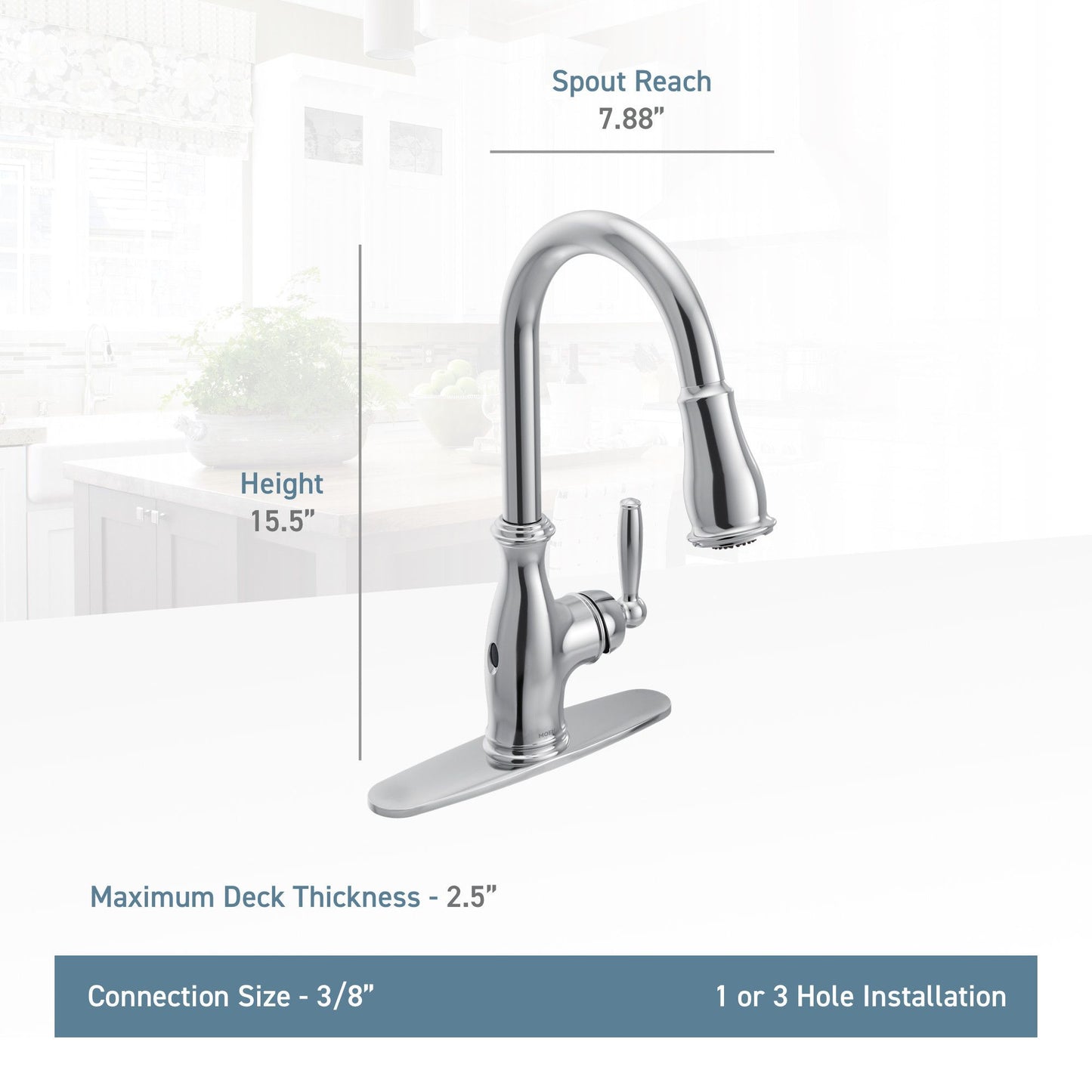 Moen BRANTFORD® Chrome hands-free kitchen faucet