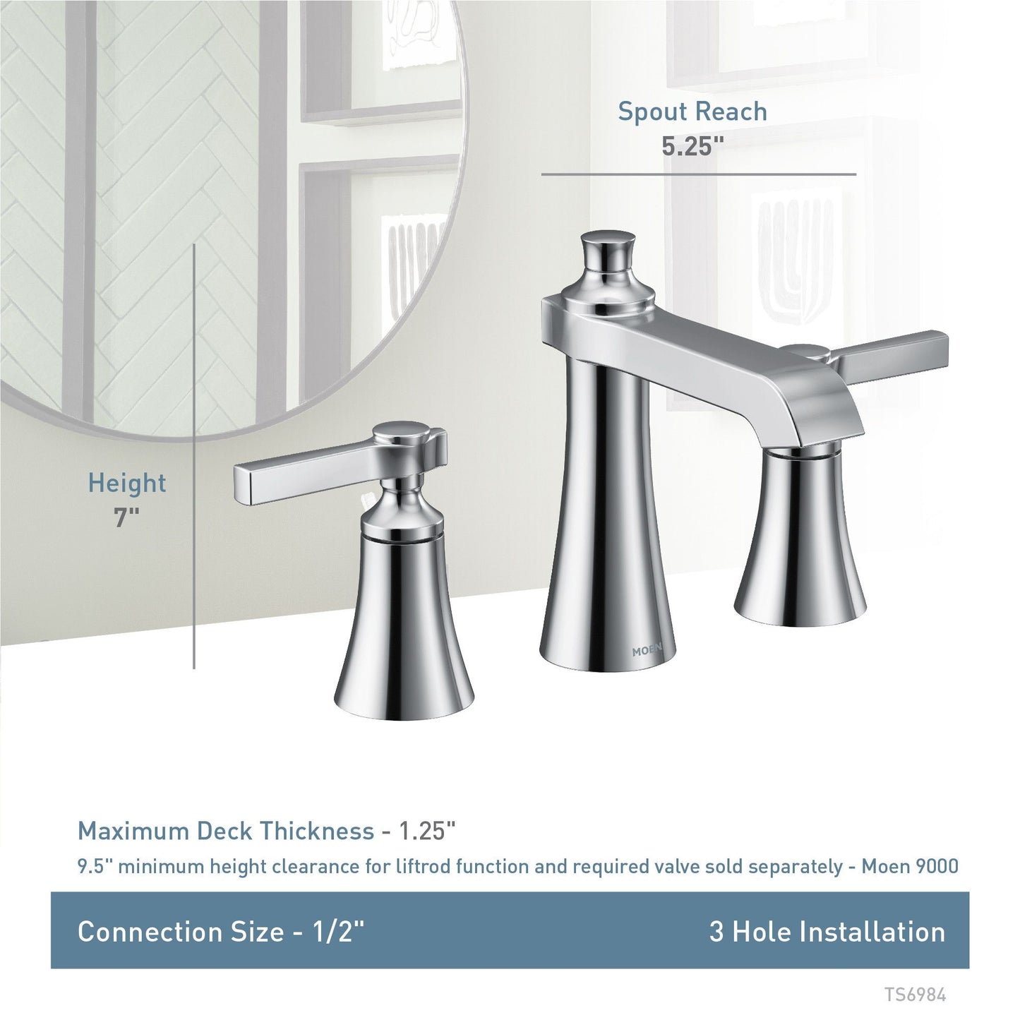 Moen FLARA Chrome widespread vanity faucet