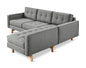 Gus* Modern JANE 2 Parliament Stone loft bi-sectional sofa with Natural Ash base