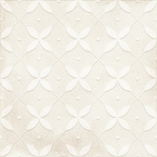 AMURI Zucchero Avorio Decoro 8 x 8 matte porcelain wall / floor tile