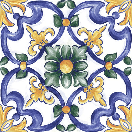 AMURI Maiolica Tappeto 3 Decoro 8 x 8 glossy porcelain wall / floor tile