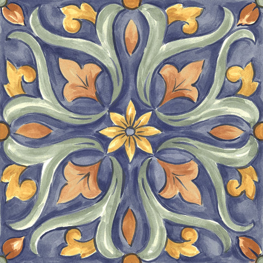 Amuri Maiolica Tappeto 4 Decoro 8 x 8 glossy porcelain wall / floor tile