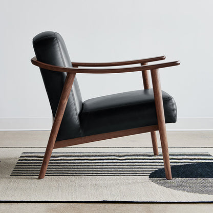 Gus* Modern BALTIC Saddle Black Leather with Walnut chair