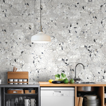 RECYCLE Light 8 x 8 terrazzo style porcelain wall / floor tile