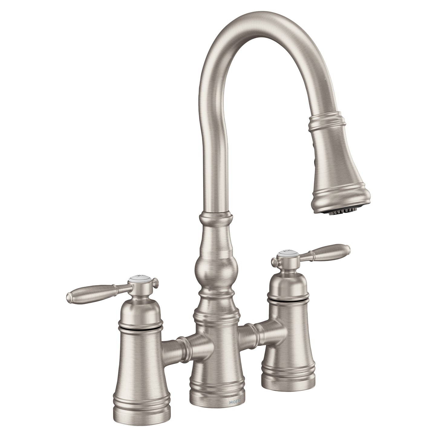 Moen WEYMOUTH Stainless two-handle bridge pulldown kitchen faucet