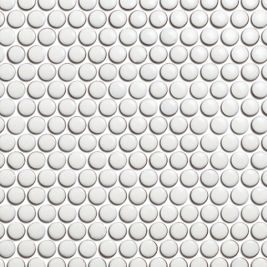 PENNY ROUND 3/4-inch Old White glossy mosaic wall tile