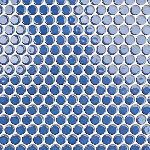 PENNY ROUND 3/4-inch Sailor Blue glossy mosaic wall tile