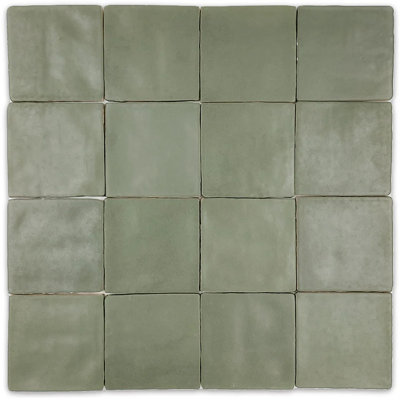 HEARTH Olive Green 4 x 4 zellige style matte ceramic wall tile