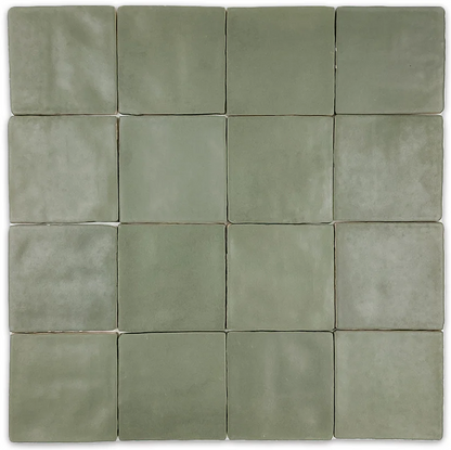 HEARTH Olive Green 4 x 4 zellige style matte ceramic wall tile