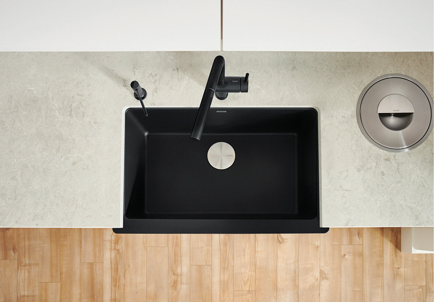 Blanco VINTERA 30 Coal Black Silgranit super single farmhouse kitchen sink