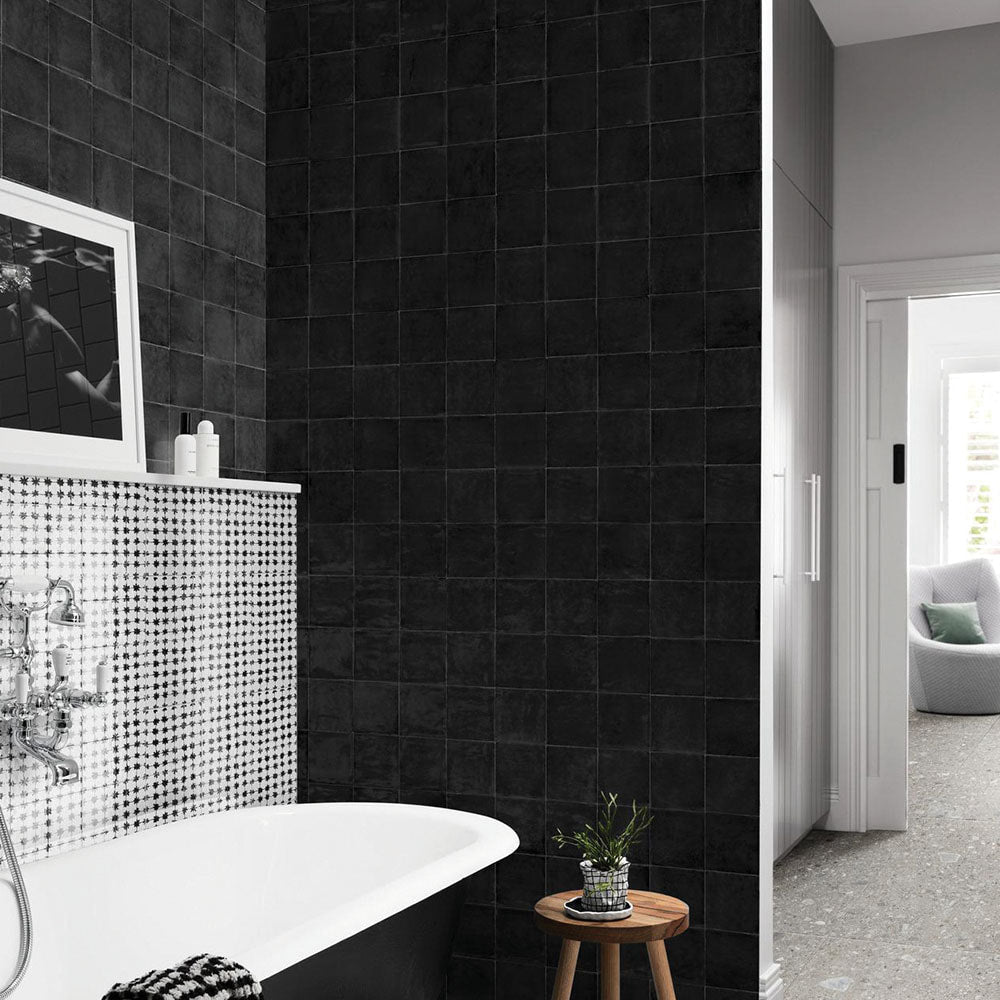 MEMORIA Nero 6 x 6 matte porcelain floor / wall tile